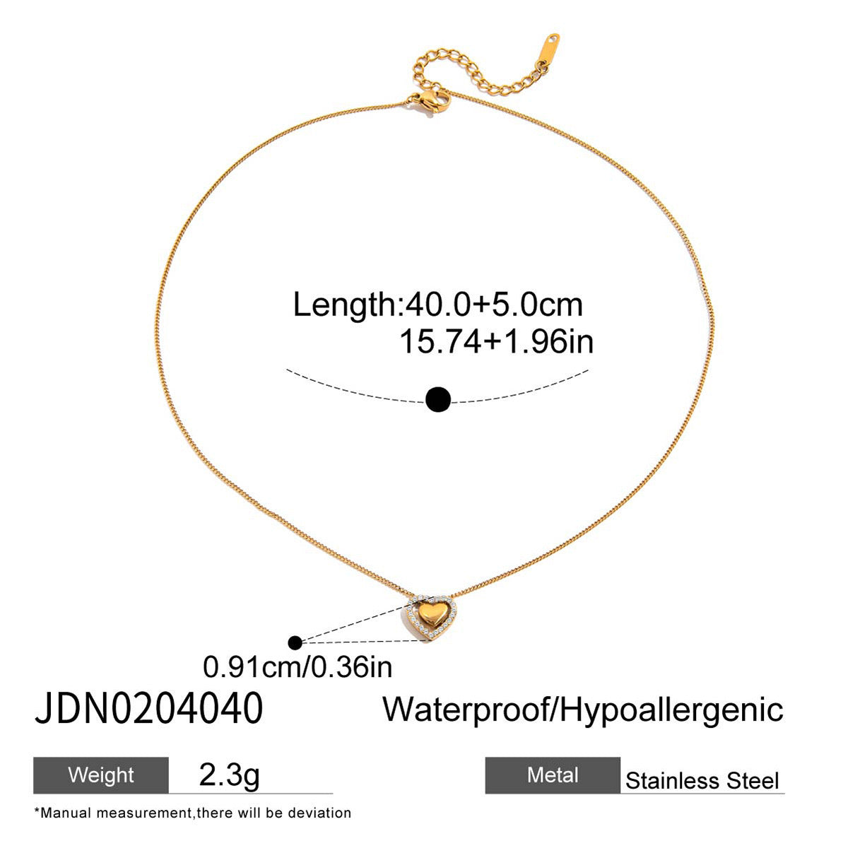 18K Gold Dainty Bling Heart Pendant Necklace