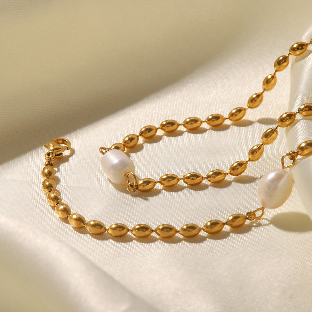 18K Gold Pearl Beaded Bracelet