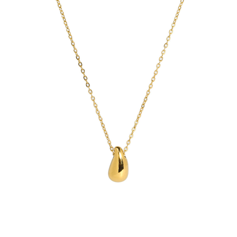 18K Gold Minimalist Teardrop Pendant Dainty Necklace