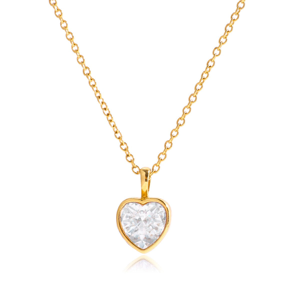 18K Gold Minimal Glow CZ Pendant Paperclip Beaded Chain Layered Necklace Set