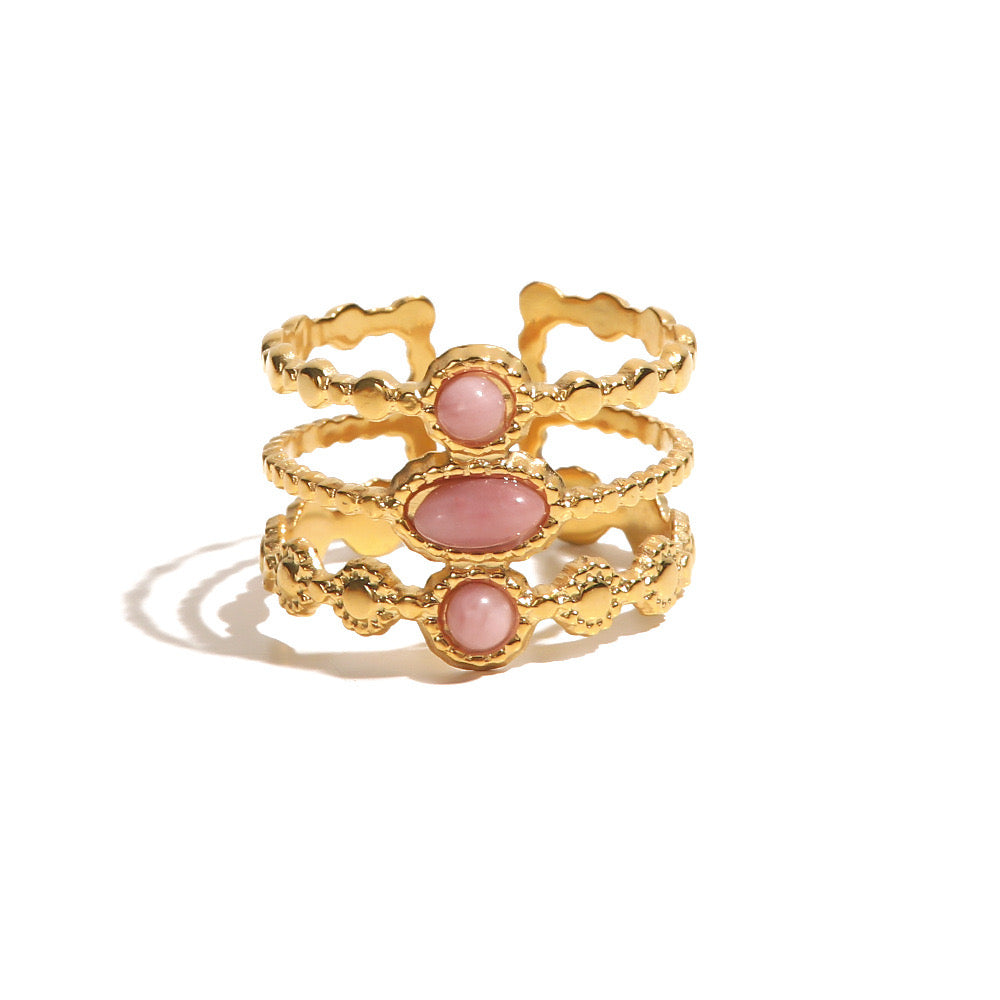 18K Gold Vintage Inspired Natural Stone Ring