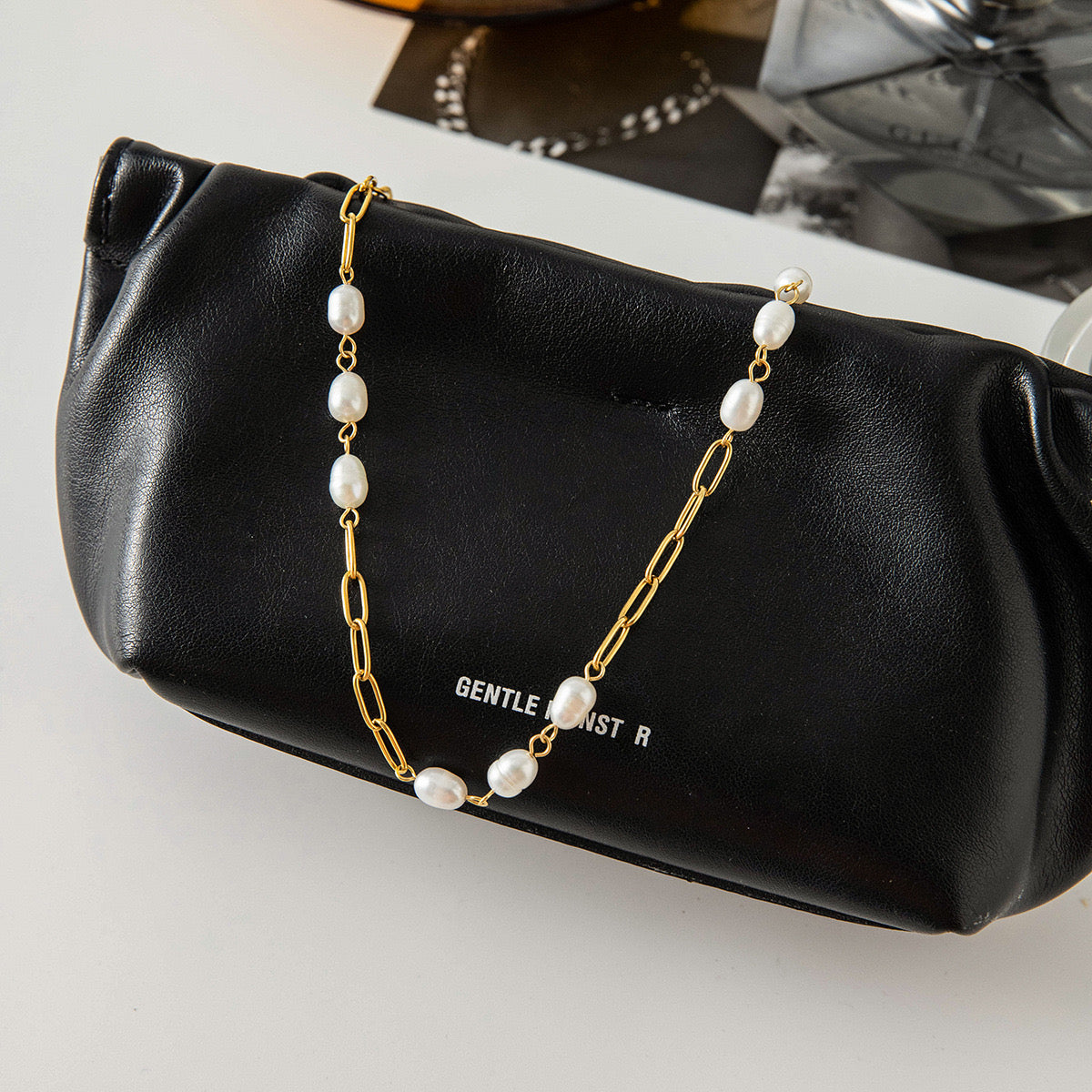 18K Gold Freshwater Pearl Long Chain Necklace