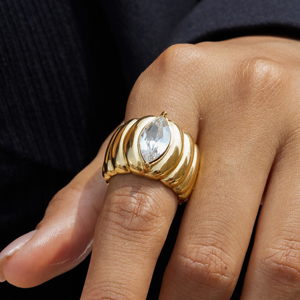 18K Gold Pumpkin Latte Stacking Rings Set