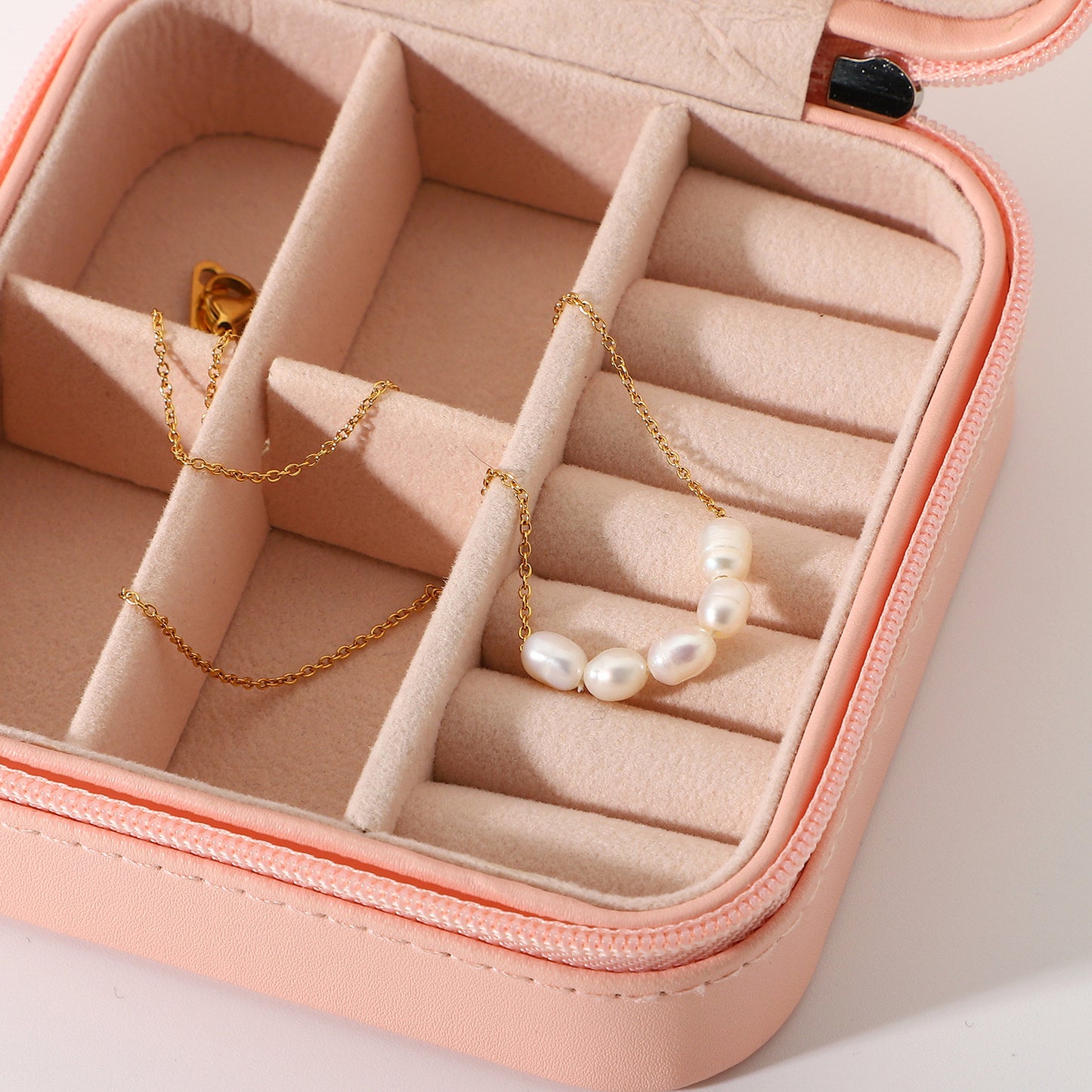 18K Gold Dainty Pearl Chain Necklace