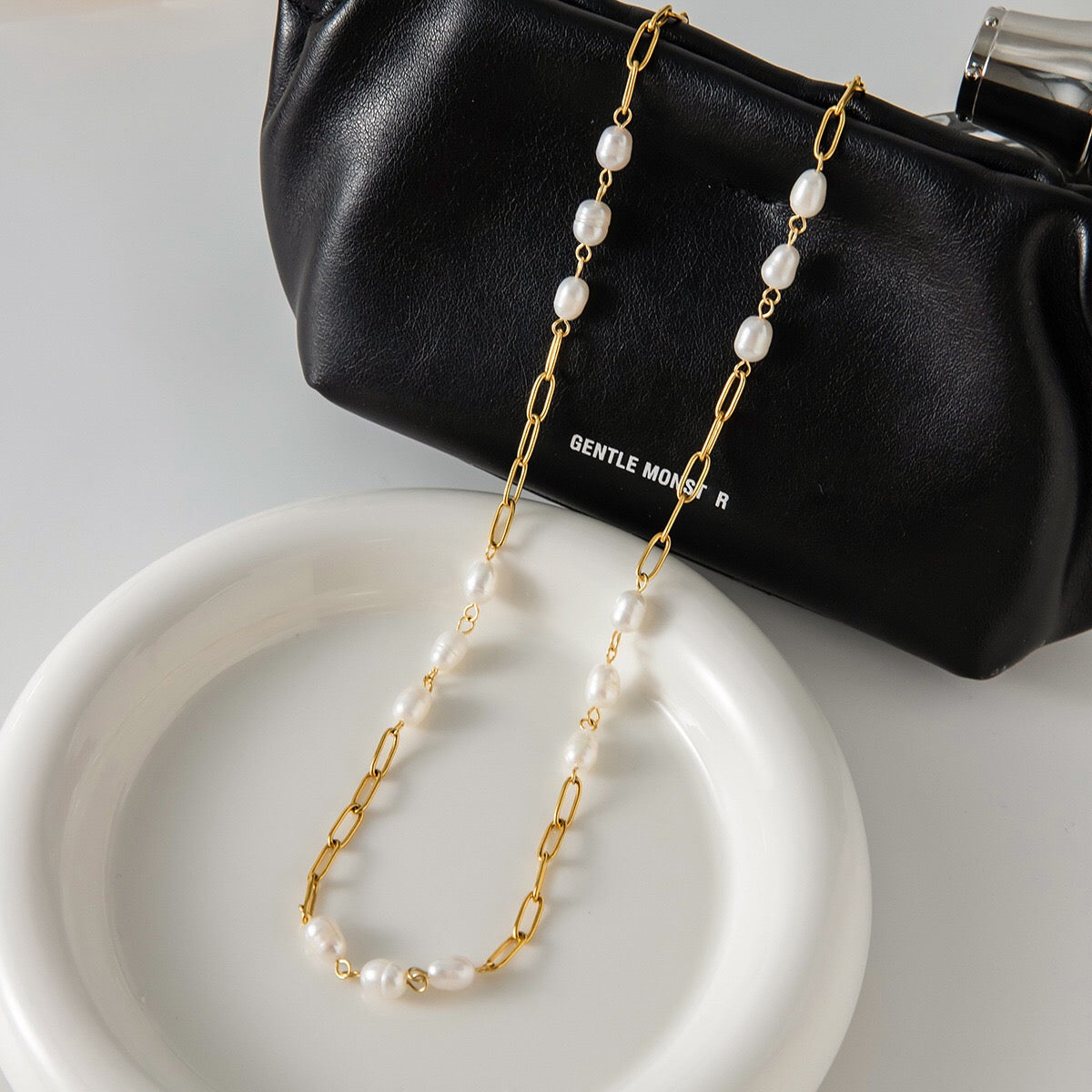 18K Gold Freshwater Pearl Long Chain Necklace