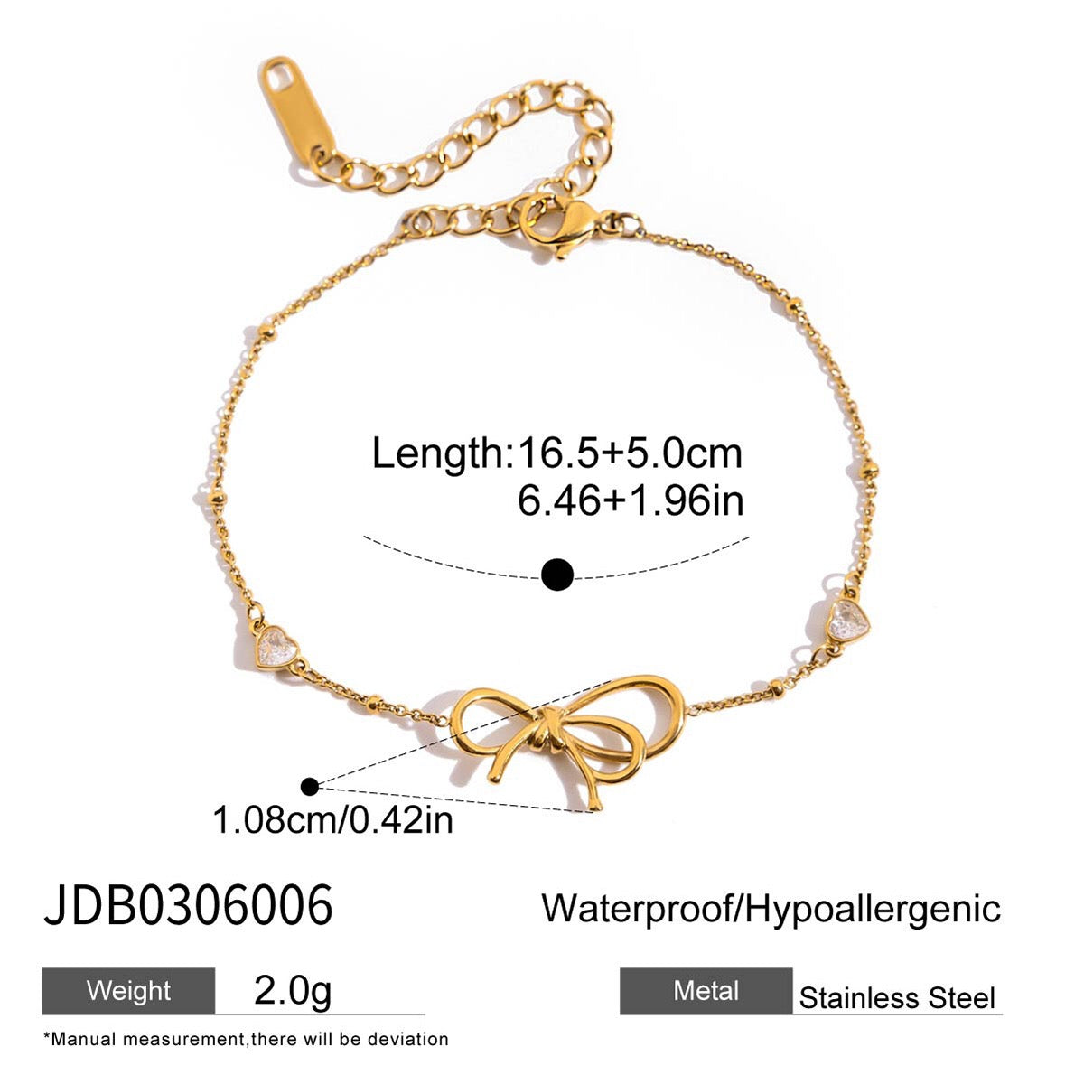 18K Gold Shimmering Dainty Flower Bow Bracelet Stack