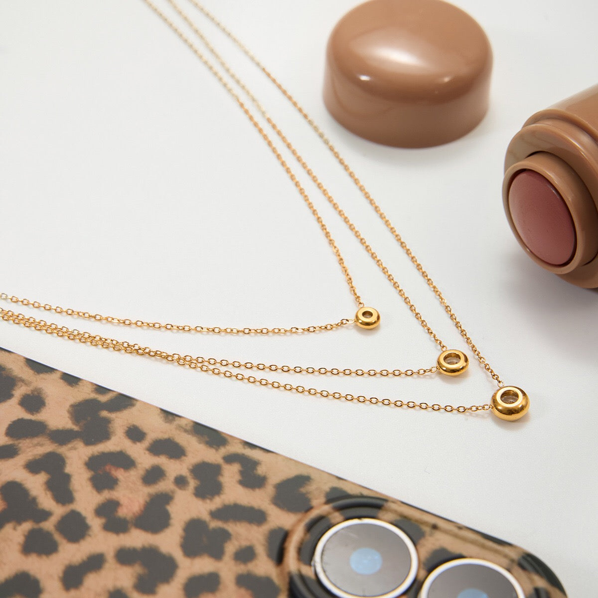 18K Gold Soft Spark Dainty Chain Layered Necklace Set