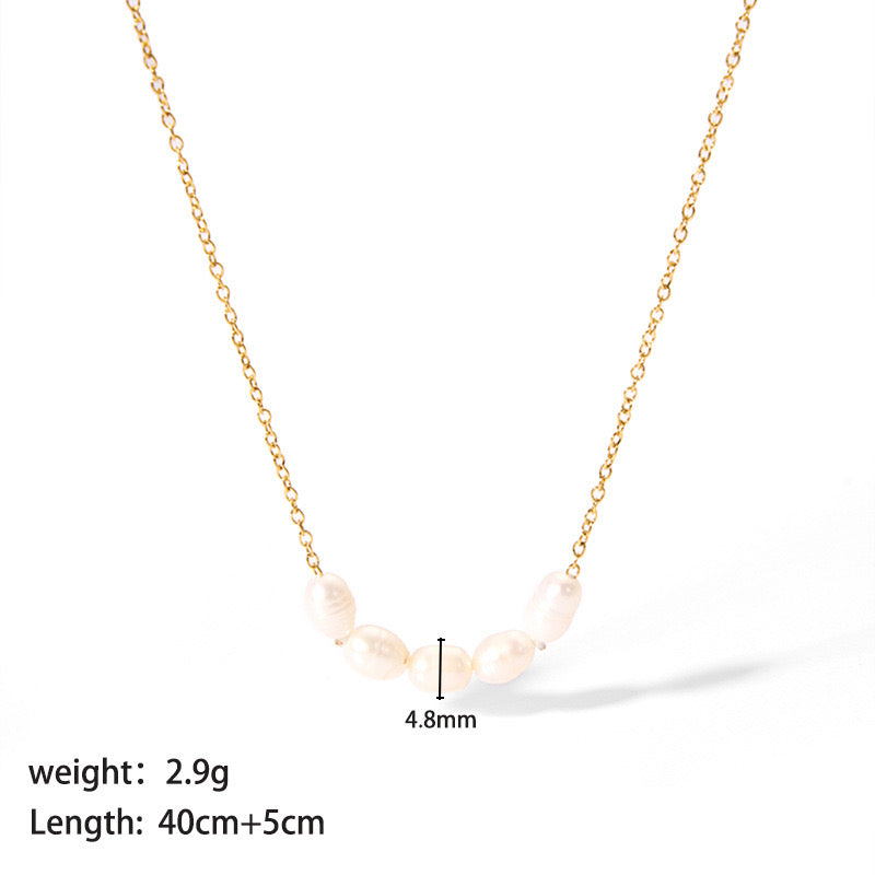 18K Gold Dainty Pearl Chain Necklace
