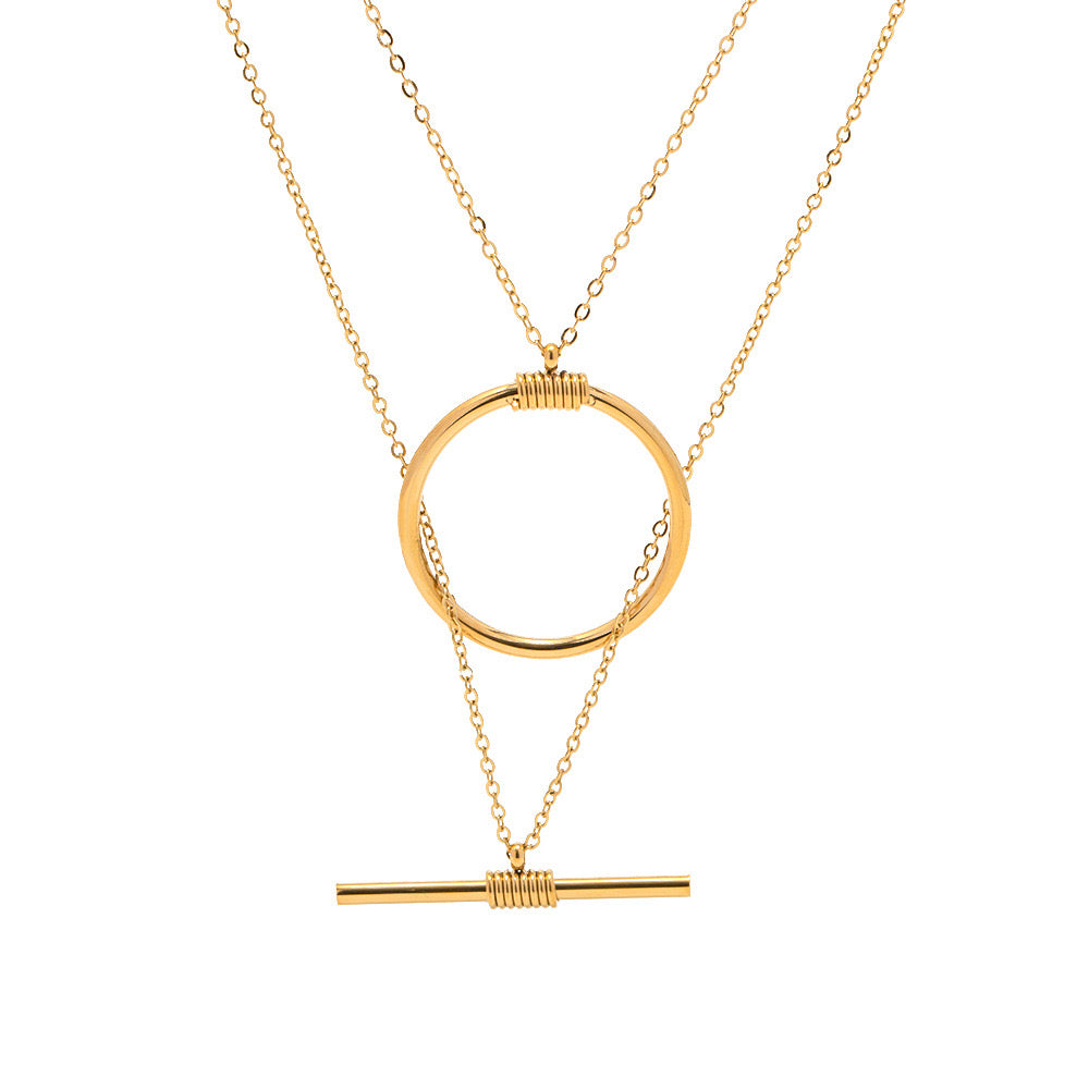 18K Gold Geometric Delicate Chain Layered Necklace