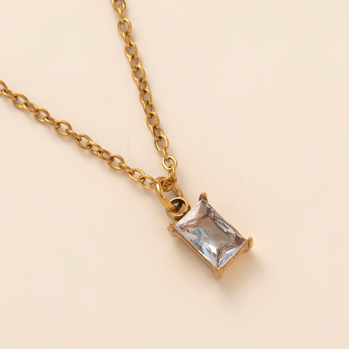 18K Gold Dainty Birthstone Pendant Necklace
