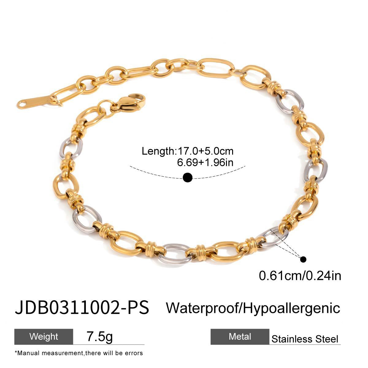 18K Gold and Silver Two Tone Tangled Up Circle Chain Bracelet