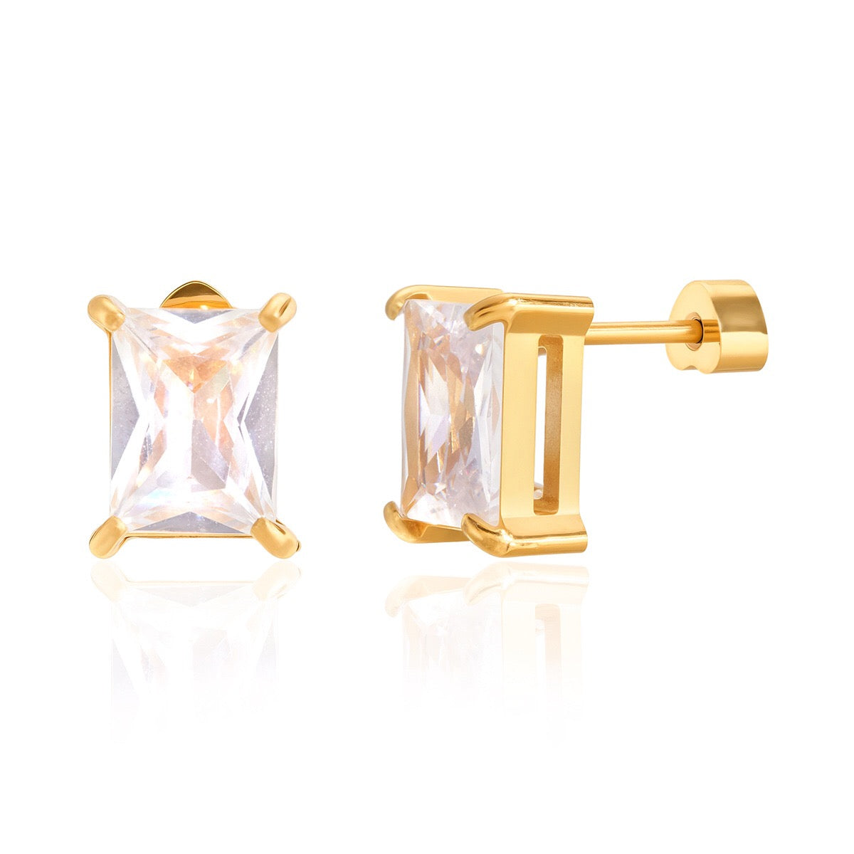 18K Gold Essential Elegance Flat Back Stud Earrings