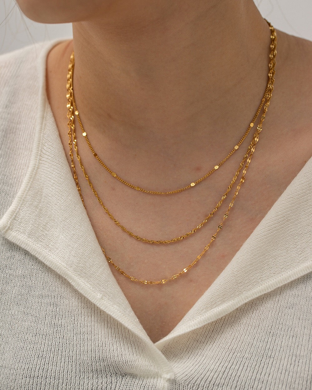 18K Gold Delicate Glimmer Chain Layered Necklace