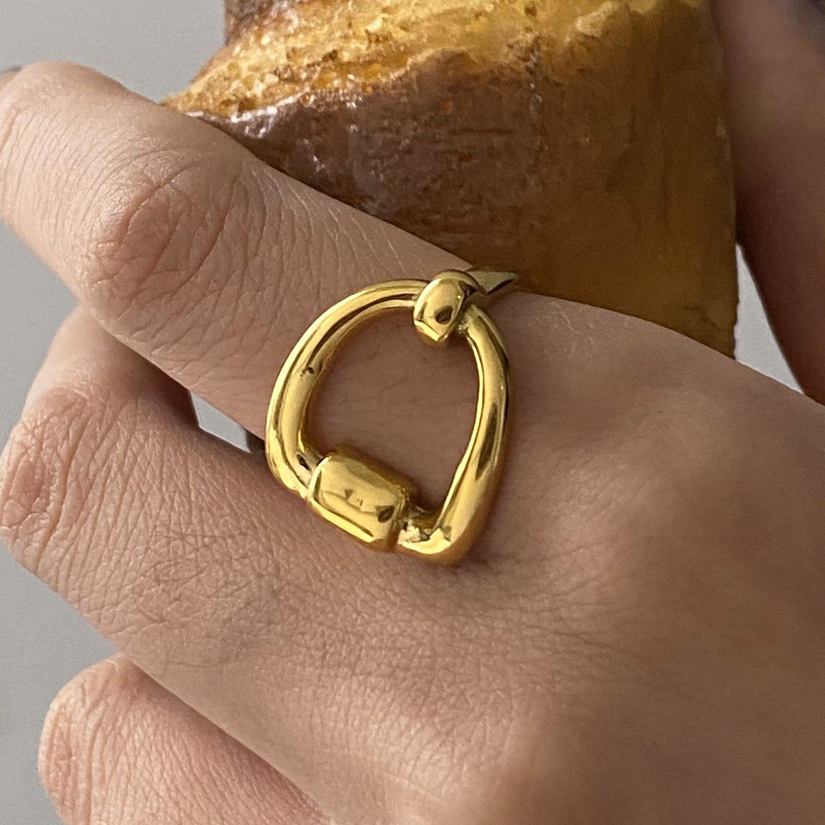 18K Gold and Silver Two Tone Geometric Statement Ring