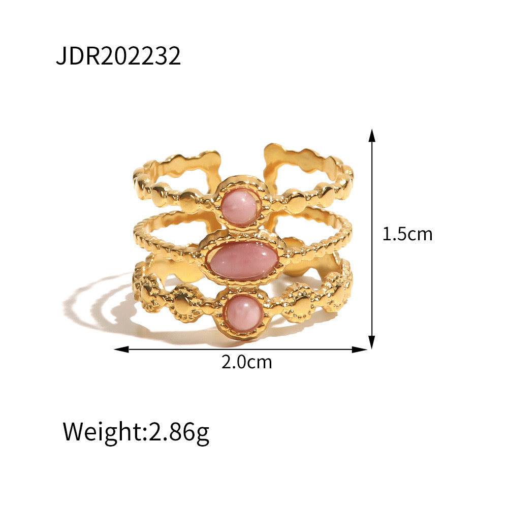 18K Gold Vintage Inspired Natural Stone Ring