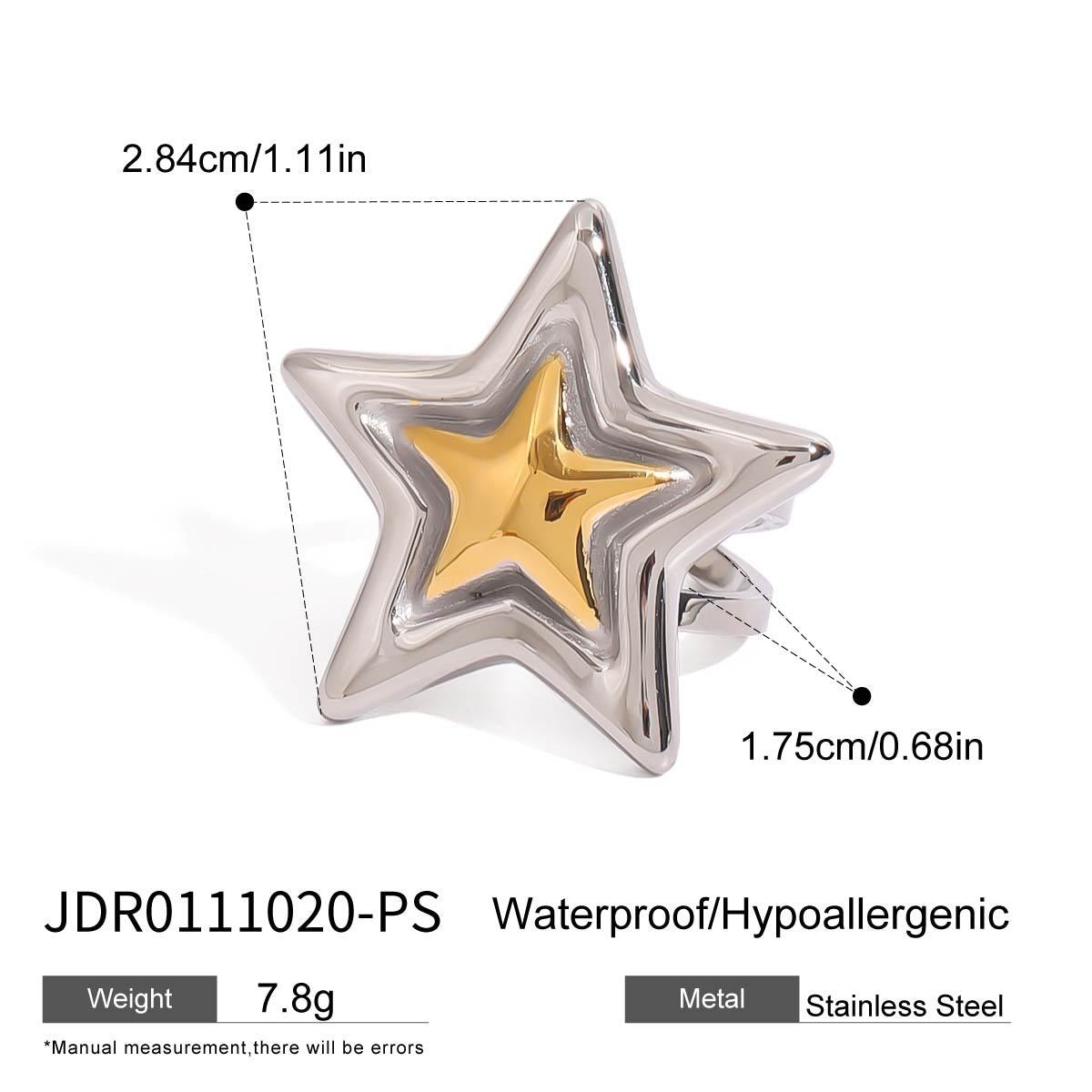 18K Gold Shiny Star Statement Ring