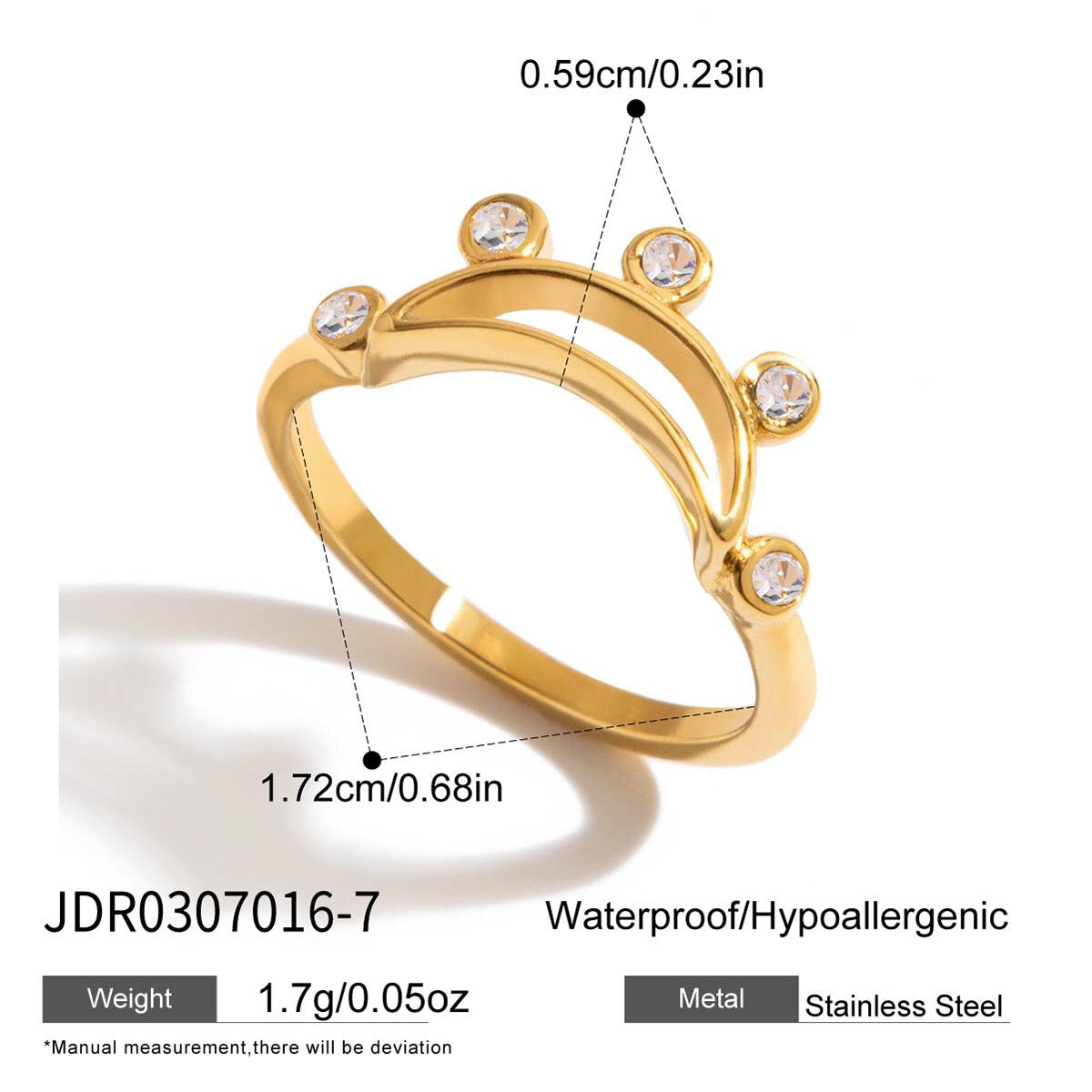 18K Gold Moon Bling Slim Stacking Rings Set