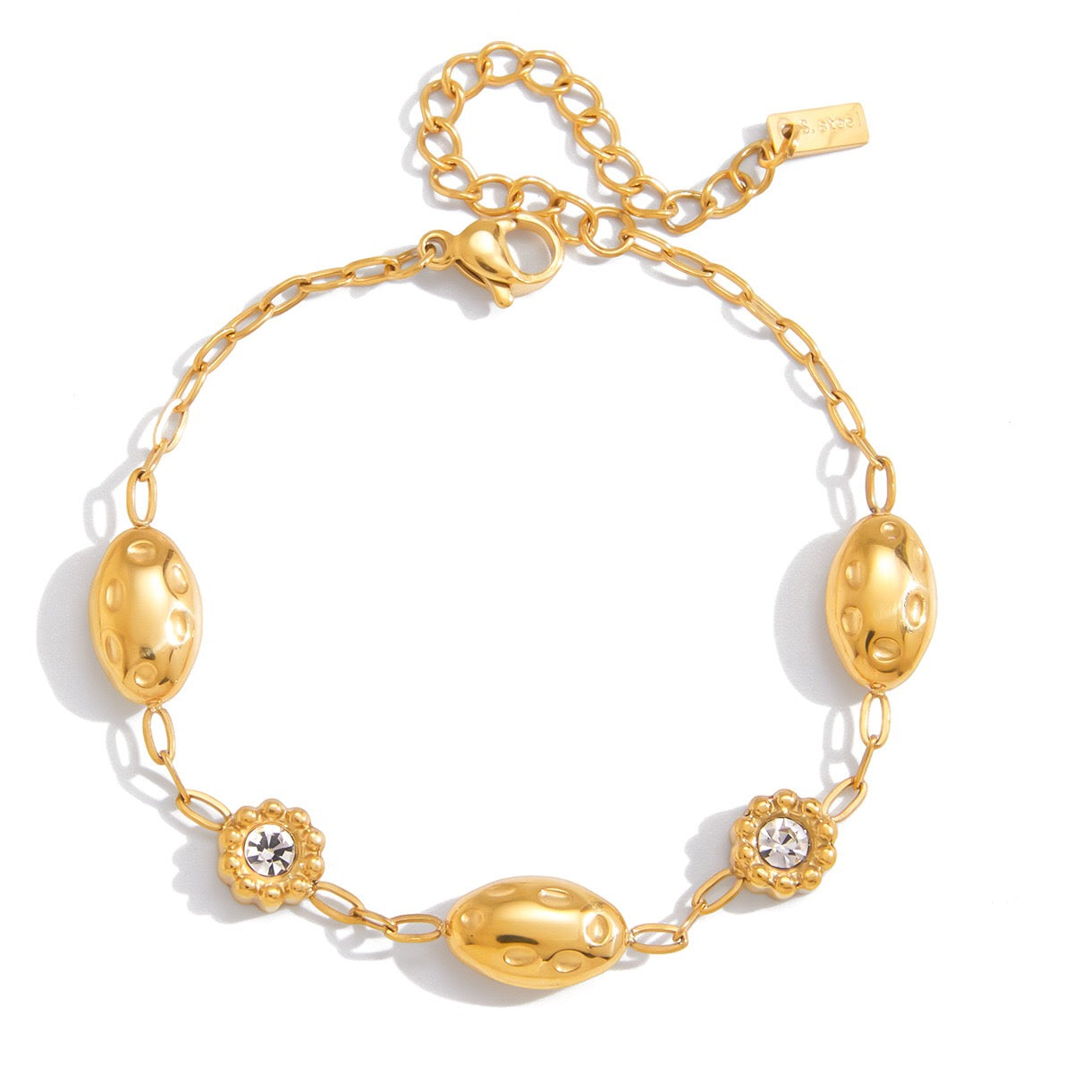18K Gold Couture Ice Tennis Circle Chain Bracelet Stack