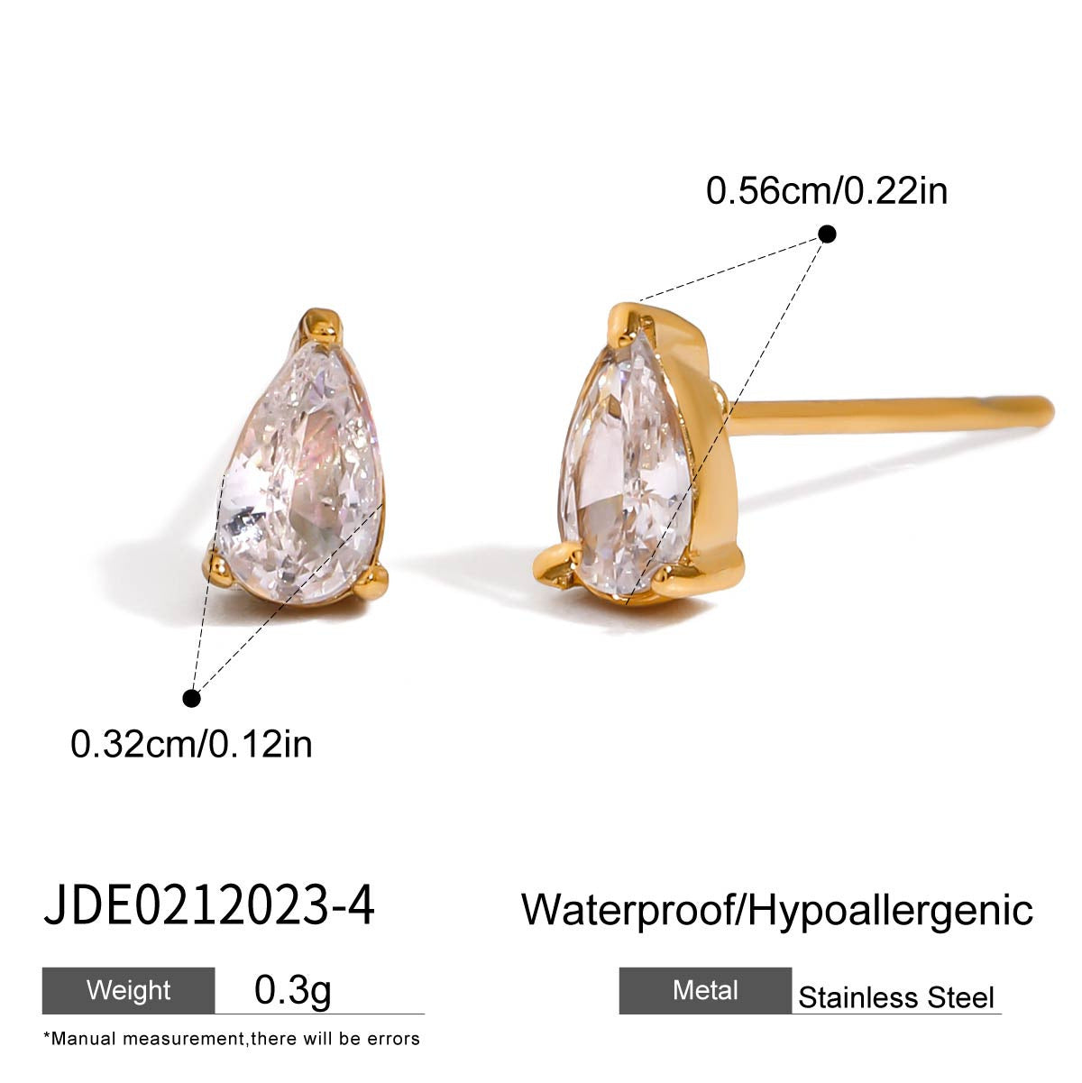 18K Gold Extra Bling Stud Earrings Ear Cuff Set