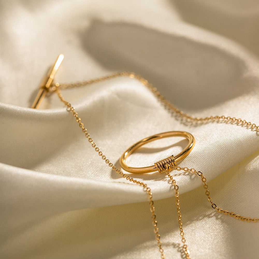 18K Gold Geometric Delicate Chain Layered Necklace