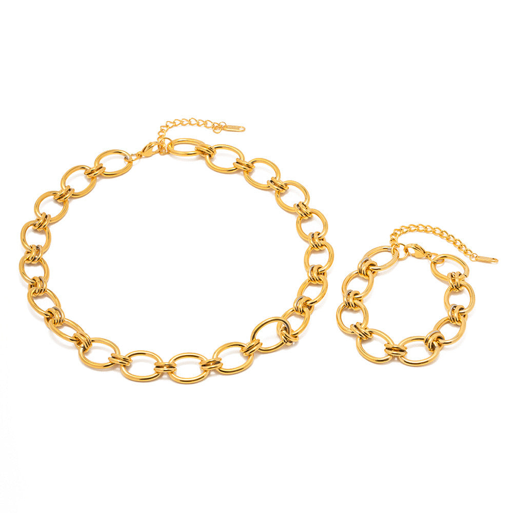 18K Gold Chunky Circle Chain Bracelet
