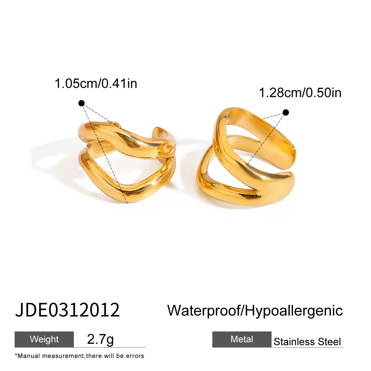 18K Gold Bling Coquette Bow Stud Earrings Ear Cuffs Set
