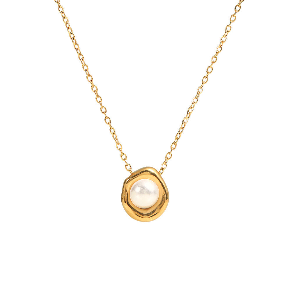 18K Gold Old Money Pearl Pendant Necklace