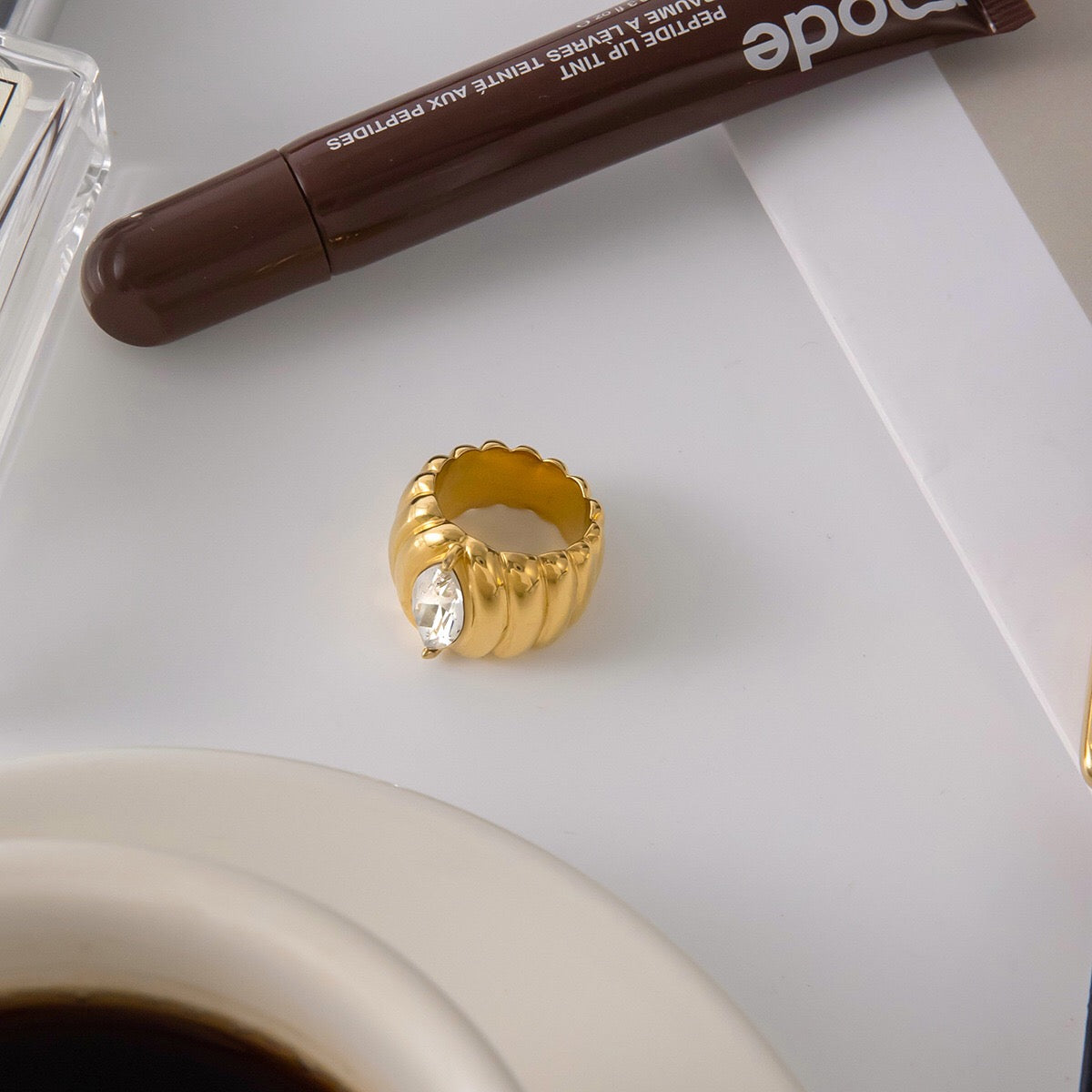 18K Gold Pumpkin Latte Stacking Rings Set