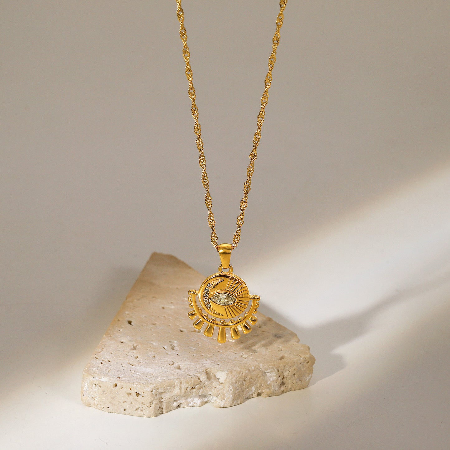 18K Gold Evil Eye Protection Pendant Necklace