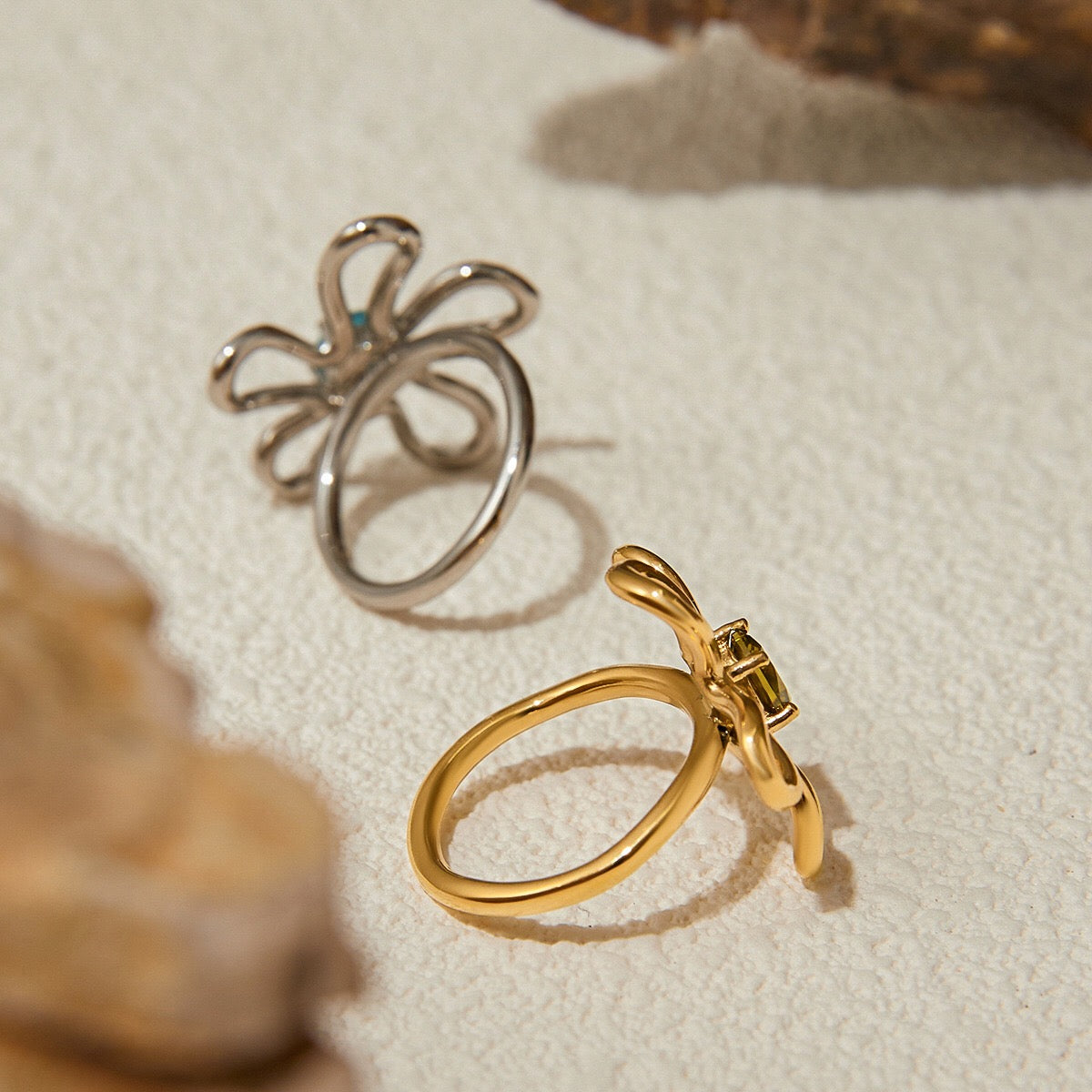 18K Gold Bejeweled Flower Statement Ring