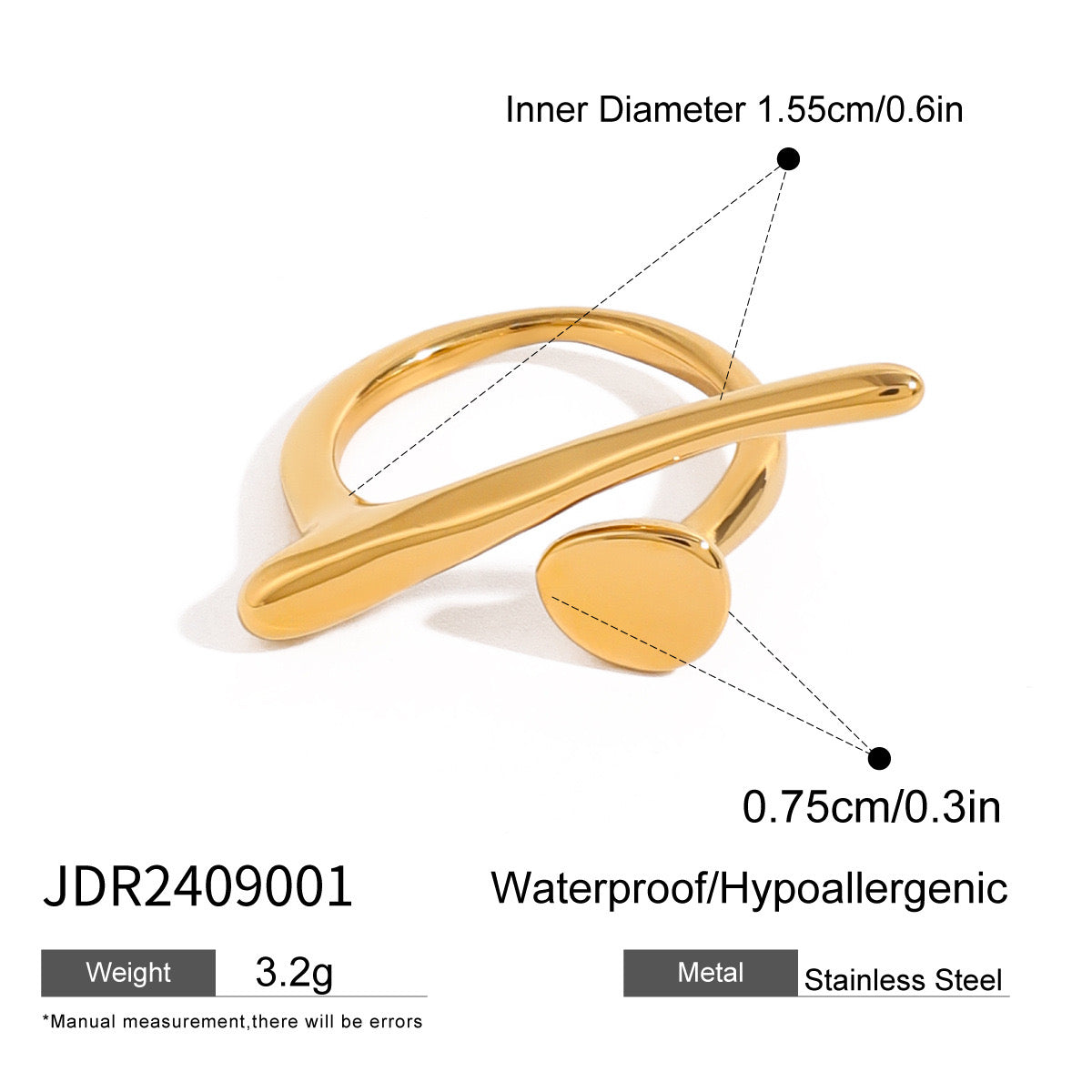 18K Gold Unique Geometric Statement Ring