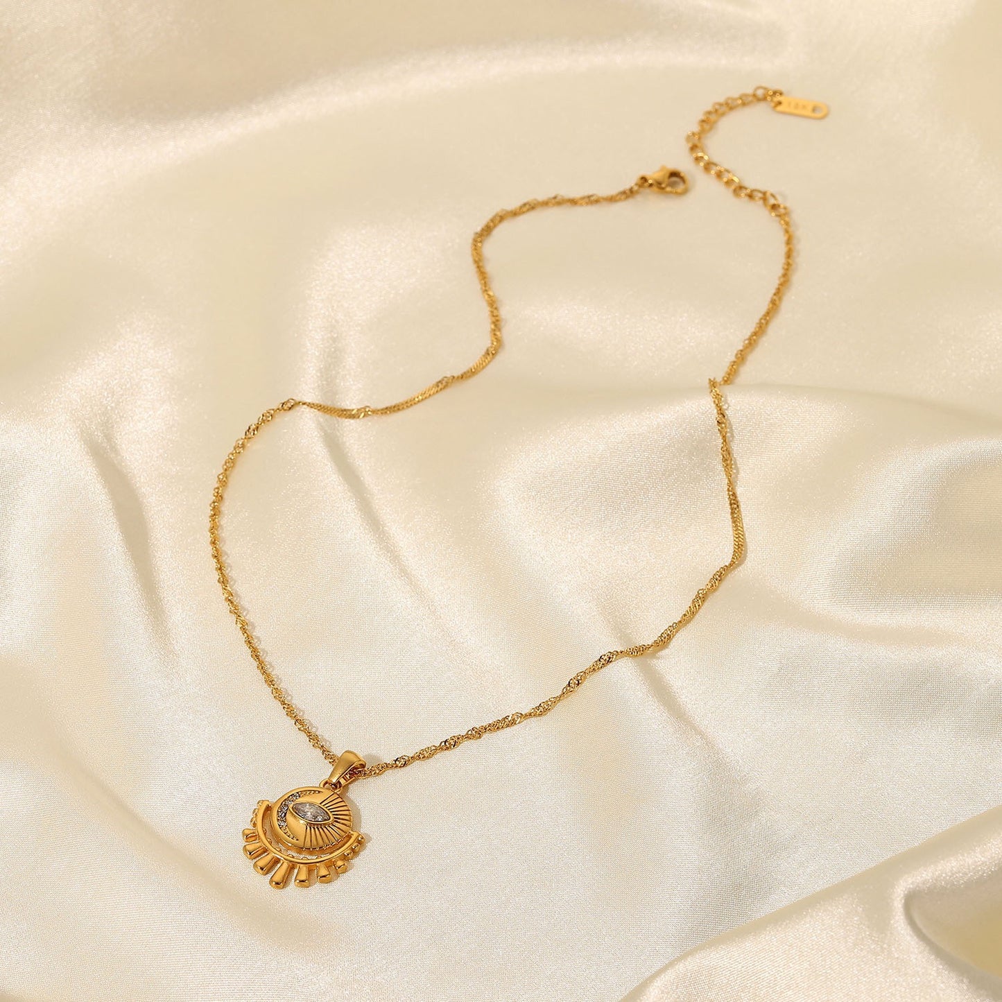18K Gold Evil Eye Protection Pendant Necklace
