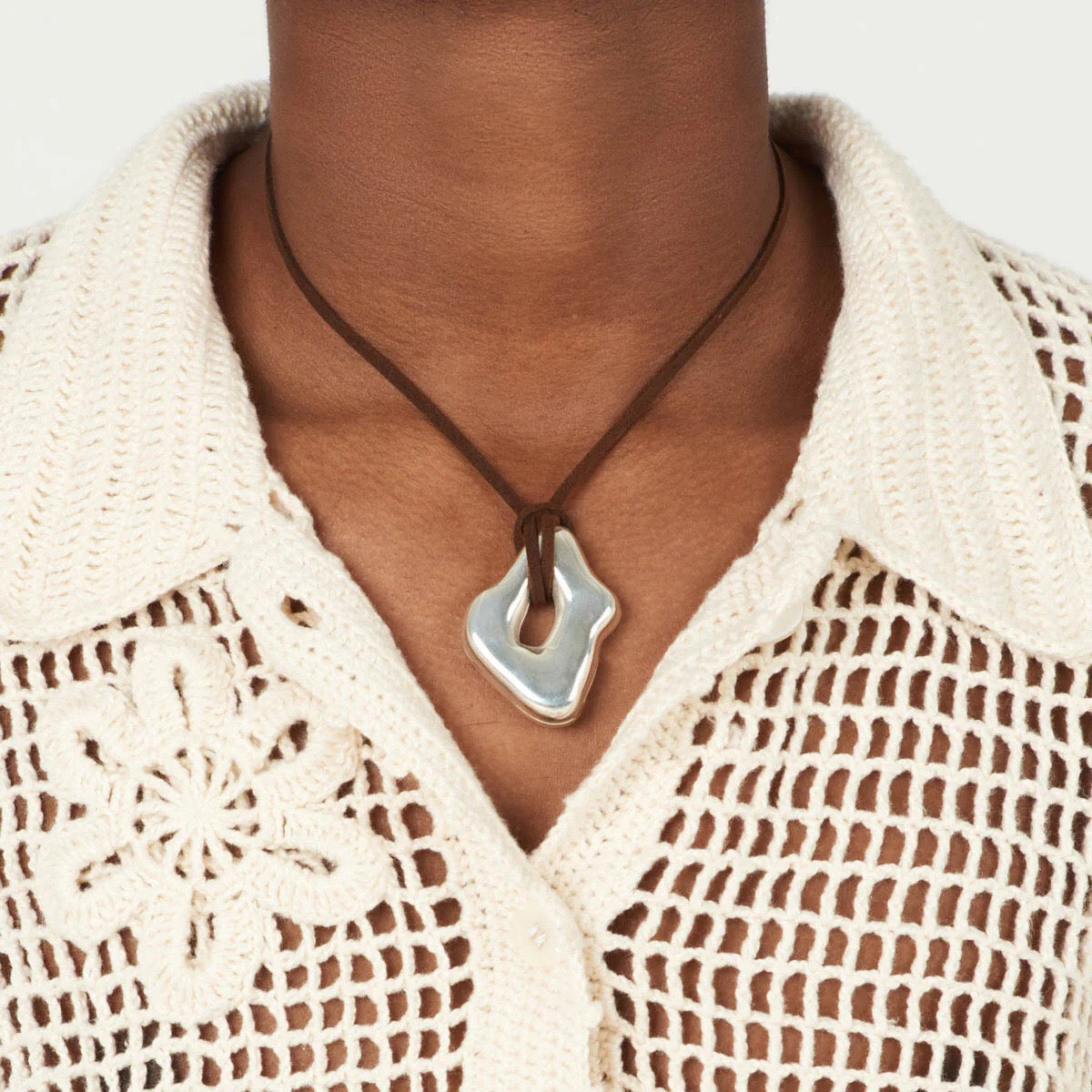 18K Gold Free Flow Geometric Statement Pendant Necklace