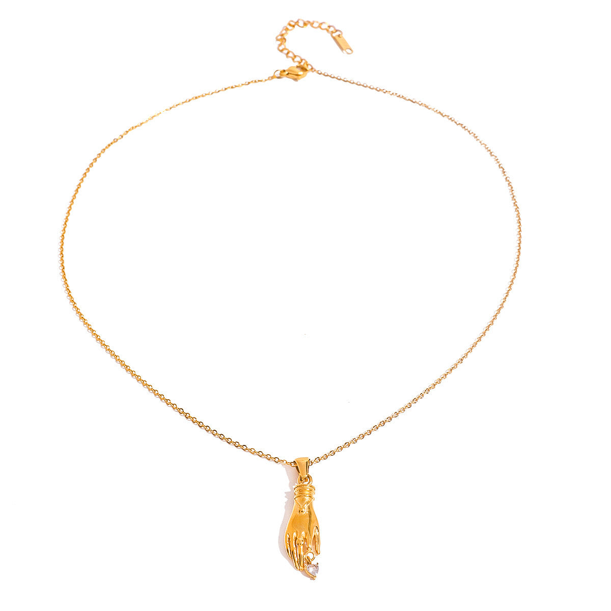 18K Gold Heart in Hand Pendant Necklace