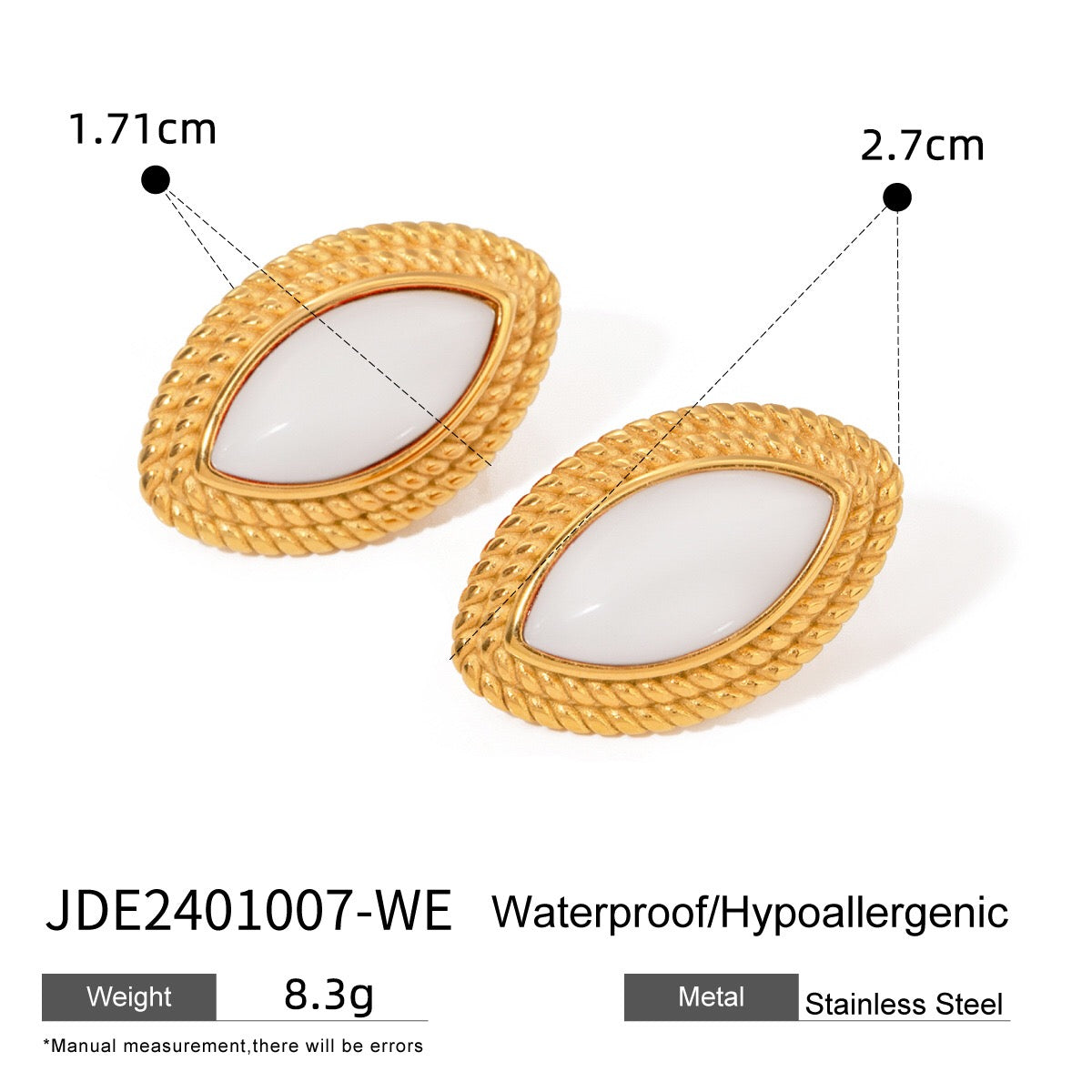 18K Gold Retro Pop Color Statement Stud Earrings