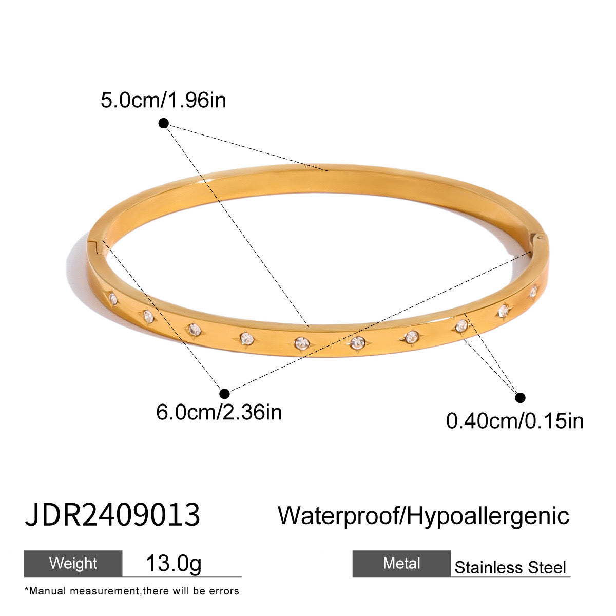 18K Gold Starry Thin Bangle Bracelet