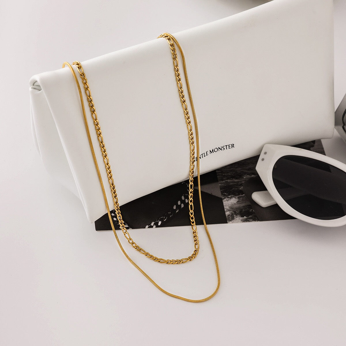 18K Gold Perfect Match Pendant Rope Chain Necklace Set