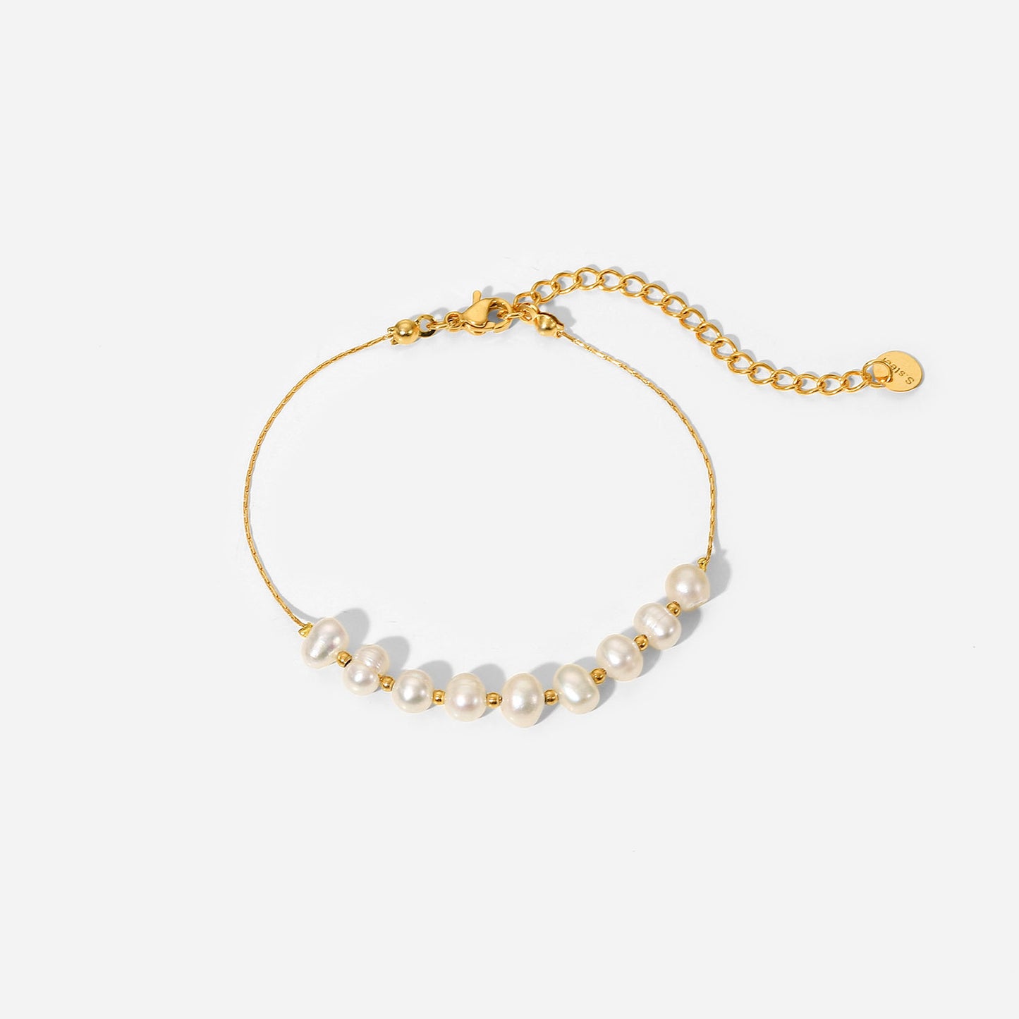 18K Gold Delicate Pearl Bracelet