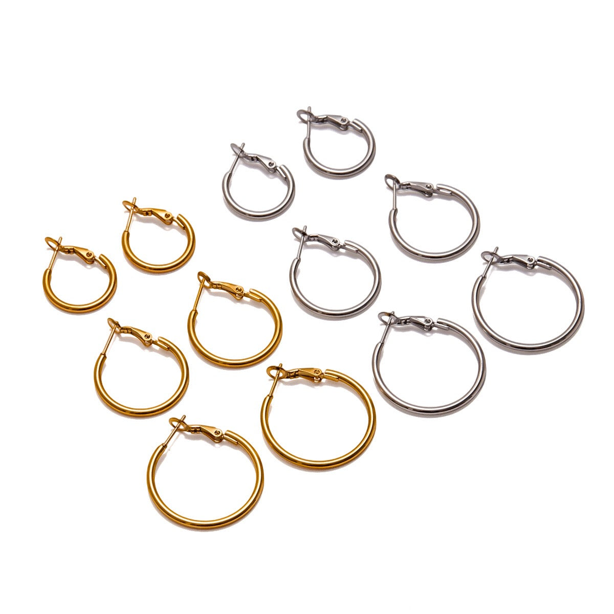 18K Gold and Silver Minimalist Essential Hoop Huggie Earrings