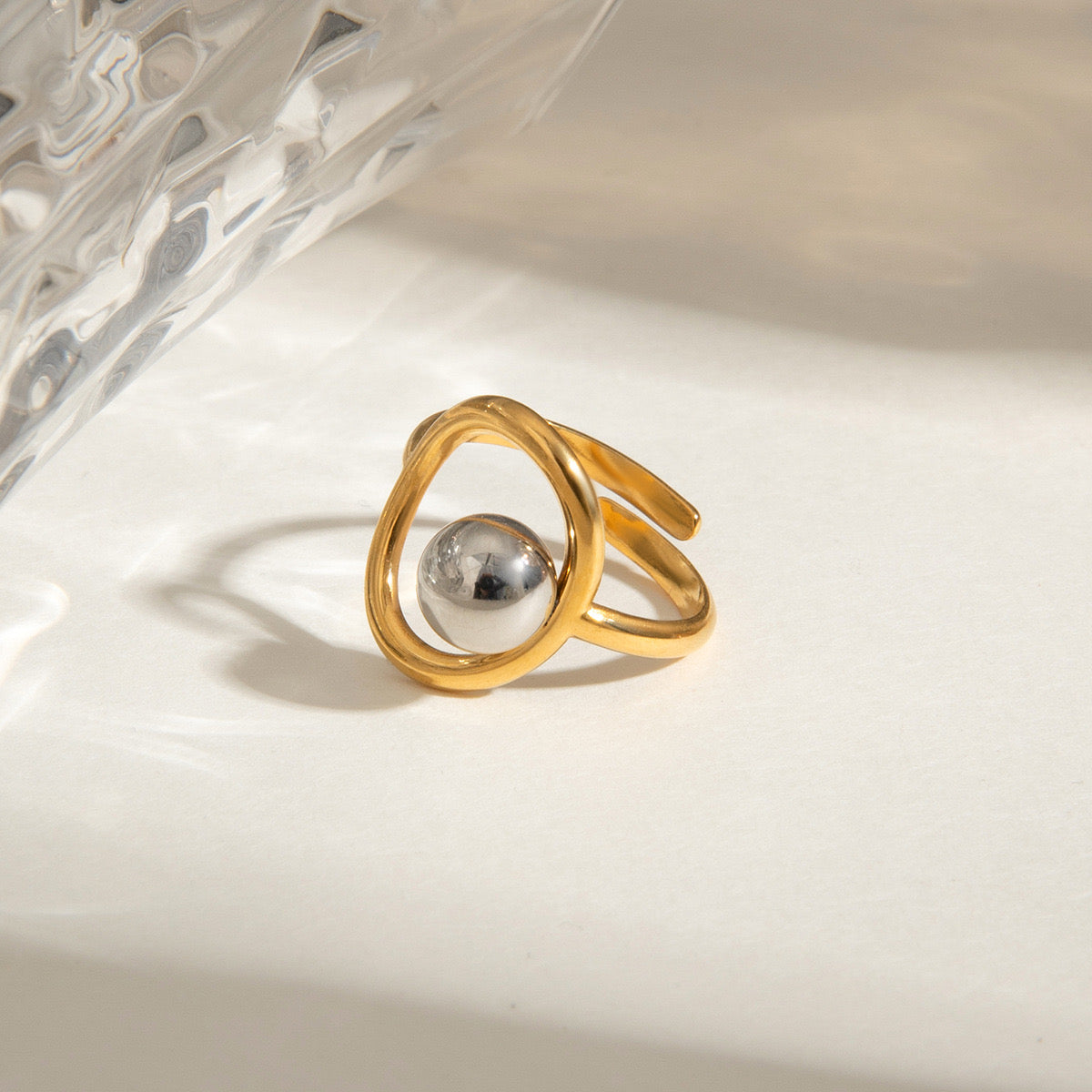 18K Gold and Silver Two Tone Comfort Zone Statement Ring