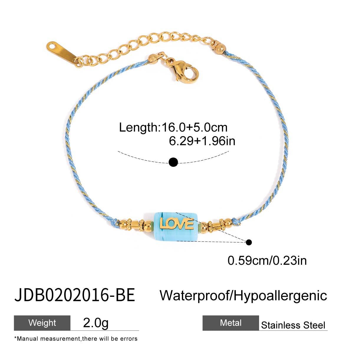 18K Gold Pastel Color Love Summer String Bracelet