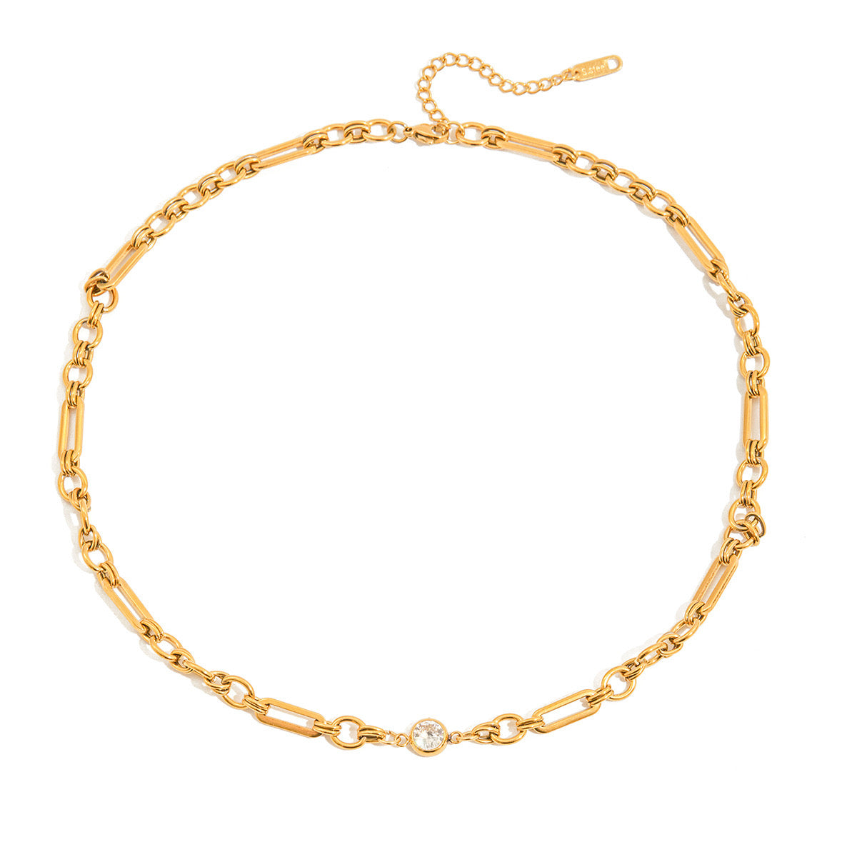 18K Gold One and Only Paperclip Circle Chain Long Necklace