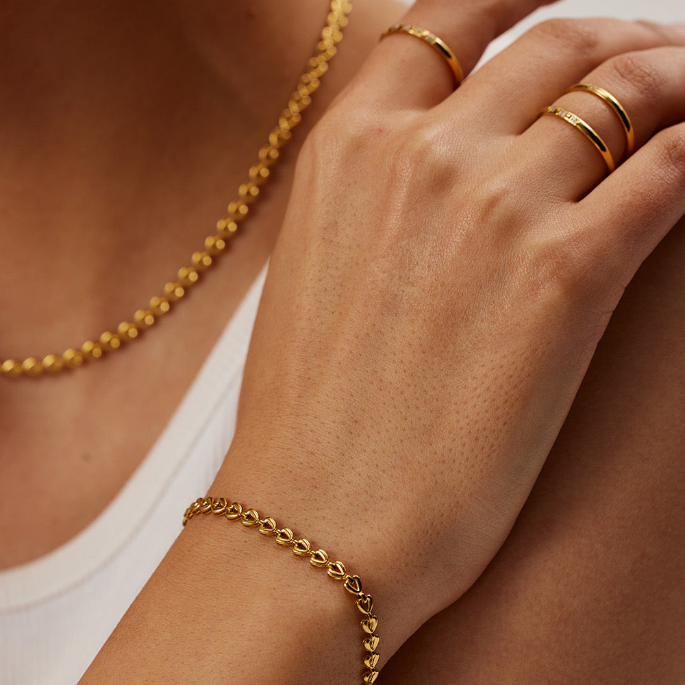 18K Gold Heart Chain Bracelet