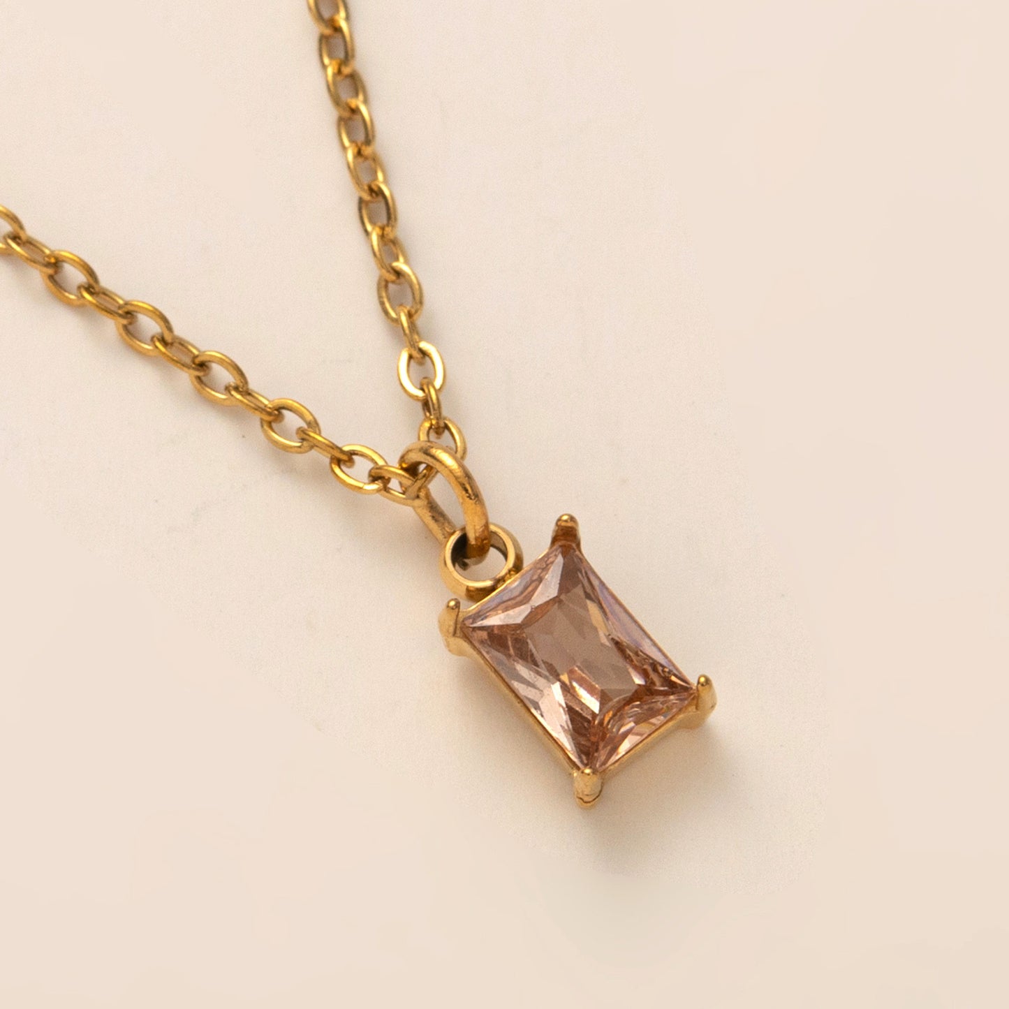 18K Gold Dainty Birthstone Pendant Necklace