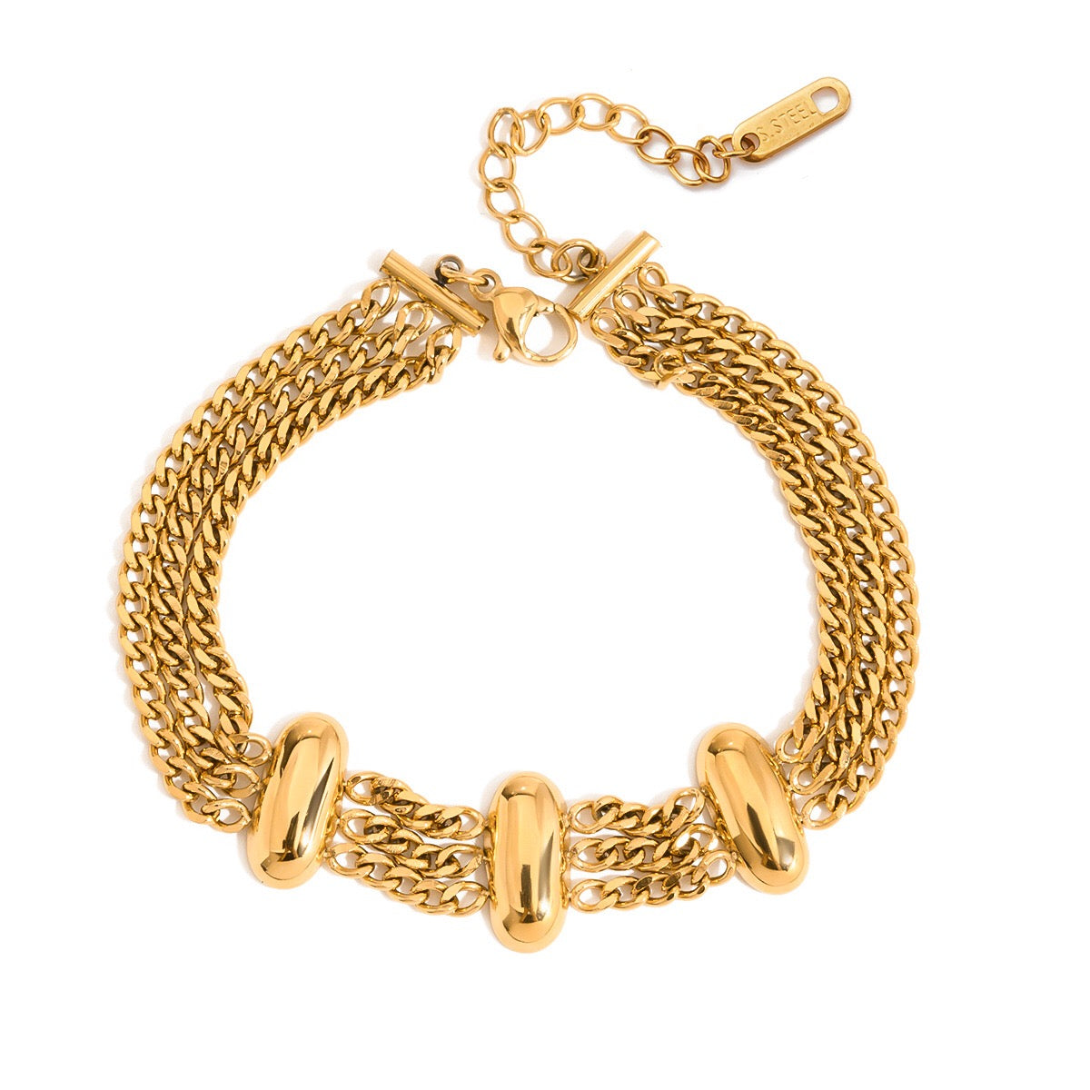 18K Gold Opulence Paperclip Chain Tennis Chunky Statement Bangle Bracelet Stack