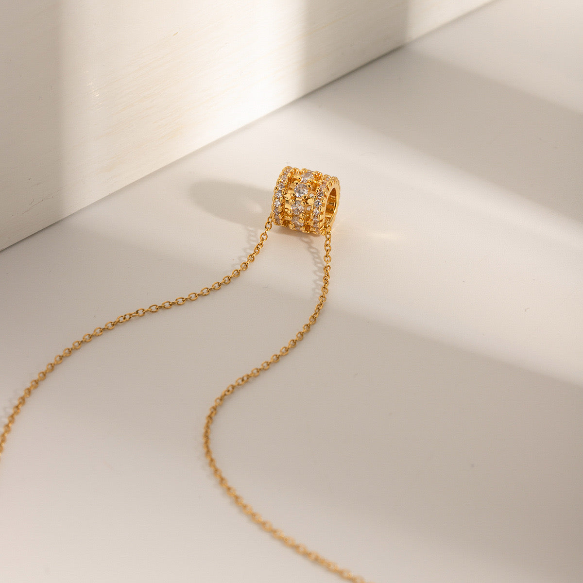 18K Gold Bling Ring Pendant Necklace