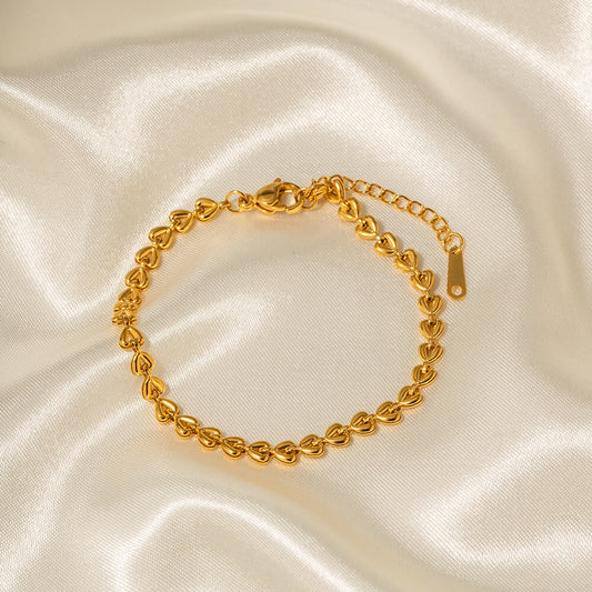 18K Gold Heart Chain Bracelet