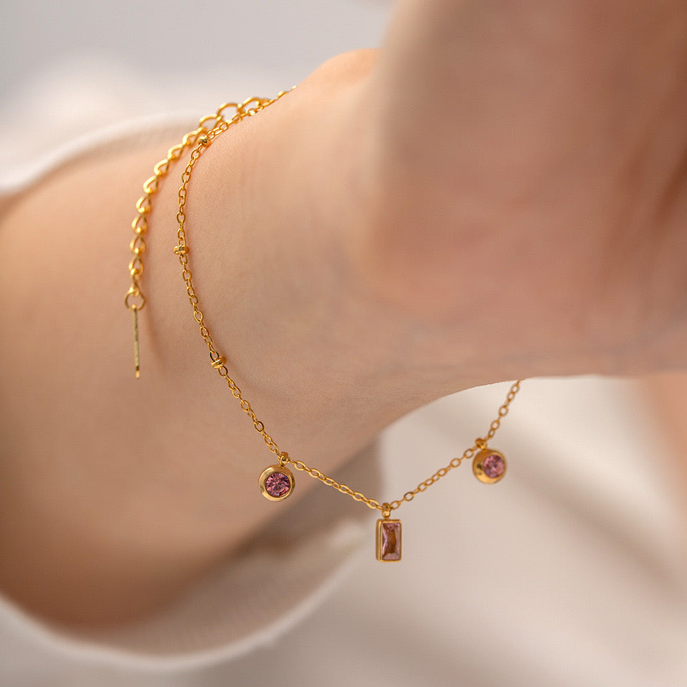 18K Gold Pink Sprinkle Bracelet