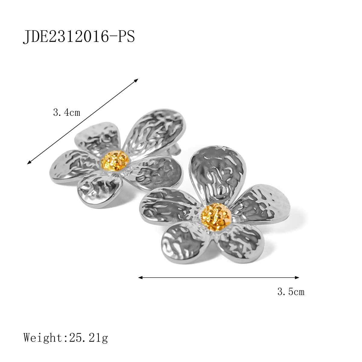 18K Gold Blooming Flower Statement Stud Earrings