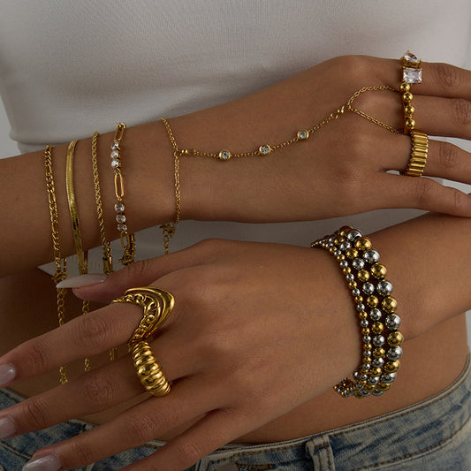 18K Gold Waterproof Starry Hand Chain Bracelet